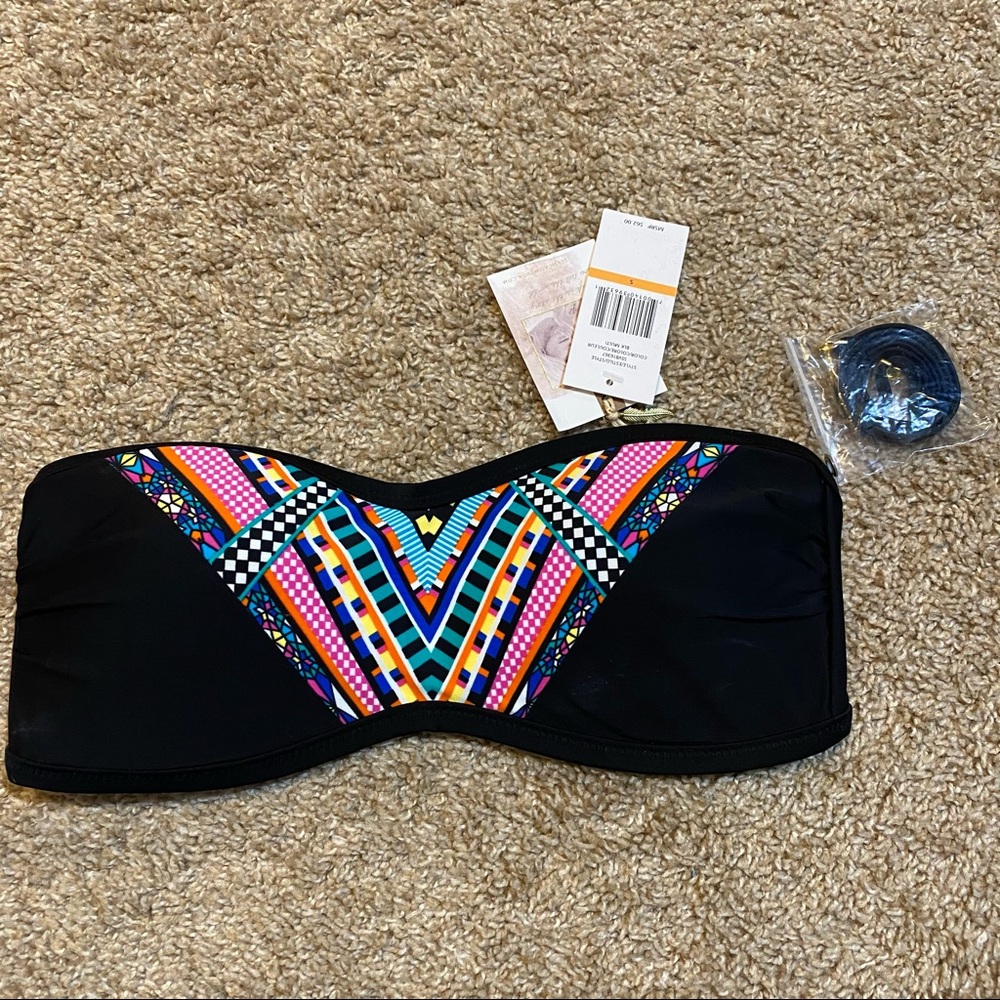 NWT patterned bandeau swim top